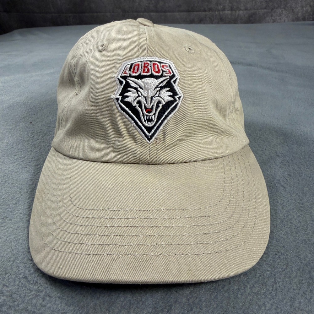 Captivating Headwear UNM Lobos Khaki Tan Adjustable Baseball Dad Hat Cap
